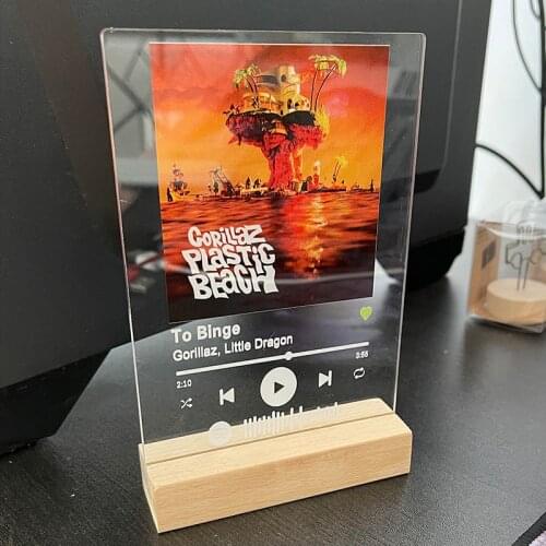 Spotify Plaque Sign Transparency Plexiglass Acrylic 10x15cm With Wood Base Support Custom Photo Song Album Decoration
