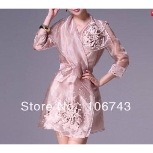 2016 Real Sale Dress free Shipping Mature Hotsale Silk Organza Runway Long Sleeve Jacket/coat Custom Size Mother of The Bride