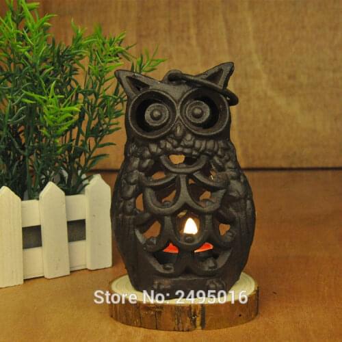 Cast Iron Table-Top Lantern Candle Holder-Tealight Holder Lantern- Black Owl
