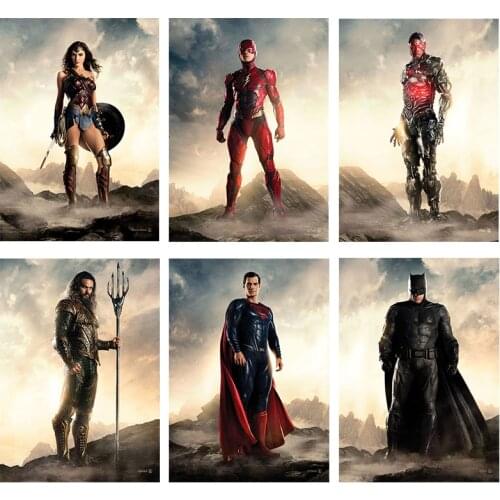 Justice League Movie Poster Wonder Woman Batman Painting on Canvas Wall Decor Wall Art Print for Living Room Home Decoration