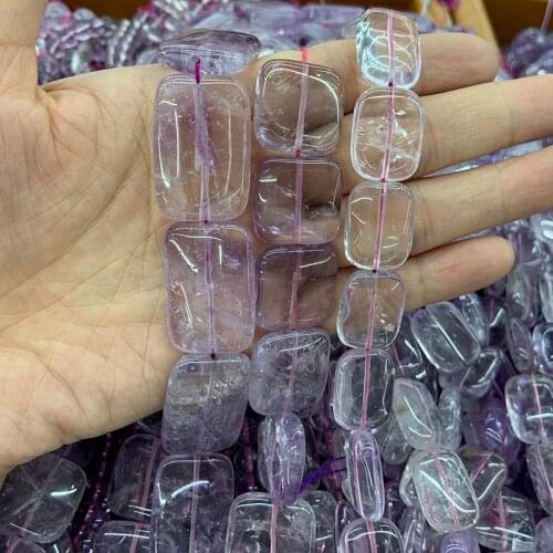 Natural Amethyst Stone Beads 15'' Purple Square Rectangle DIY Loose Beads For Jewelry Making Women Beads Bracelets Necklace Gift