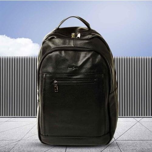 Backpack 2019 new fashion casual black bag computer bag large capacity leather business backpack college student leisure bag