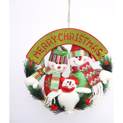 Merry Christmas Cloth Hanging Decorations Door Window Xmas Hanging Pendant Snowman Santa Claus Elk Christmas Decors Ornaments