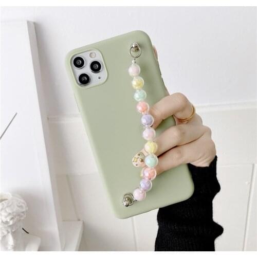 Candy Color Bead Bracelet Phone Case For Samsung A51 A71 A50 A70 Soft Silicone Case Cover For A21S A10 A20 A30 A40 A31 A41 M21