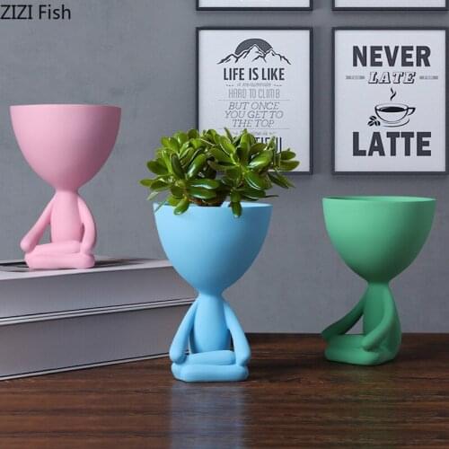 Nordic Abstract Figures Flower Vase Flower Pots Decorative Potted Plants Ornaments Home Sculpture Character Resins Figurines