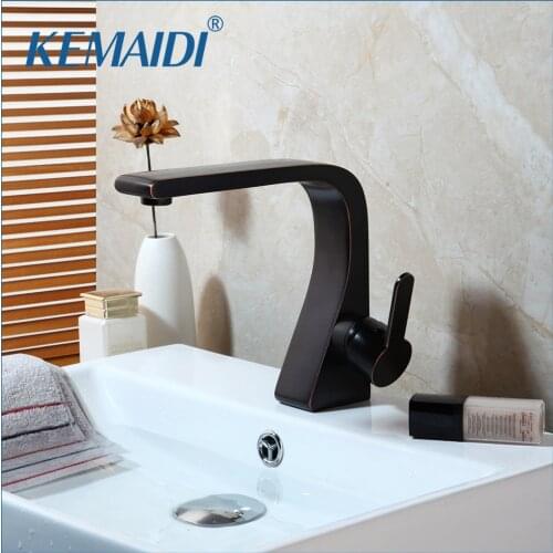 KEMAIDI Bathroom Sink Faucets Oil Rubbed Black Newly Art Contemporary Bathroom Faucet Basin Faucet Brass Mixer Tap Deck Mounted