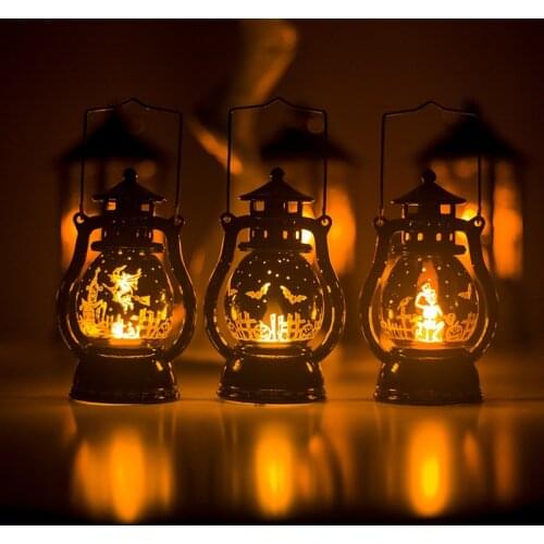 Halloween Decoration LED Pony Lantern Lamp Skull Bat Ghost Hanging LED Lantern Tea Light Party Home