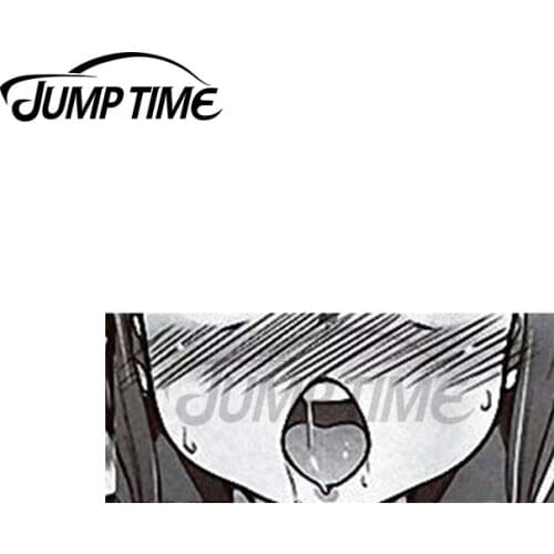 Jump Time 13 x 3.3cm For Ahegao Hentai Anime Girl Face Vinyl Car Stickers Motorcycle Scratch-proof Decal Waterproof Decor