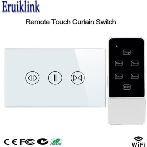 US Standard Curtain Switch,Crystal Glass Panel 433mhz Wifi Remote Control Touch Curtain Switches For Dooya Broadlink Smart Home