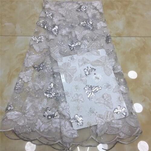 High Quality French Nigerian Sequins Net Lace, 2020 African Tulle Mesh Sequence Lace Fabric For Party Dress 5 Yards/lot x17-35