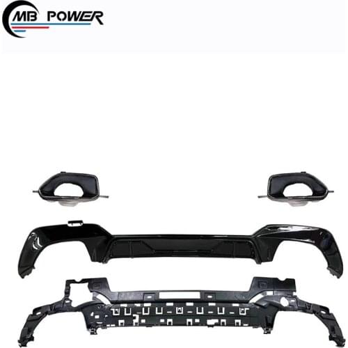 High Quality 3 series G20 rear lip 340D style rear diffuser with exhaust tips middle diffuser glossy black rear bumper spoiler