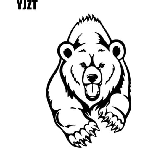 YJZT 10.6CM*16.9CM Brown Bear Car Sticker Decor Car Door Vinyl Decal Accessories Black/Silver C4-1413