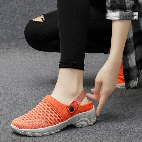 Plus Size 35-42 Summer Light Mesh Slippers For Women 5cm House Lazy Walking Shoes Slip On Indoor Round Toe Female Mules Slippers