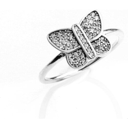 925 Sterling Silver Animal pan Ring Pave Butterfly With Cubic Zirconia Rings For Women Wedding Gift Fine Jewelry