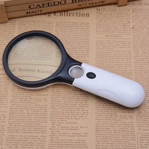 100PCS 3 LED 45X Light Handheld Magnifier Magnifying Reading Glass Lens Jewelry Loupe