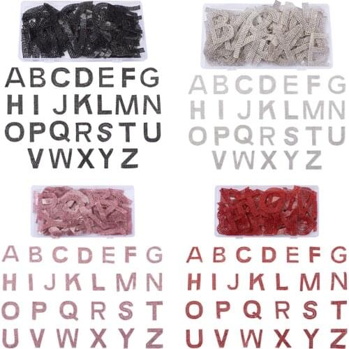 2sets/box Glitter Rhinestone Alphabet Letter Stickers 26 Letters Self-Adhesive for Clothing Jeans Caps Shoes Bags DIY Decoration