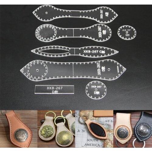 4 Shapes Handmade Leather Acrylic Template Clear Acrylic Keychain Pattern Stencil Set DIY Leather Craft Jewelry Tools