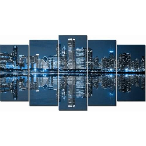 5 Panel Modern Canvas Poster Canvas Painting Picture Wall Picture City Night Art print Canvas Poster Wall Art Painting Home Deco