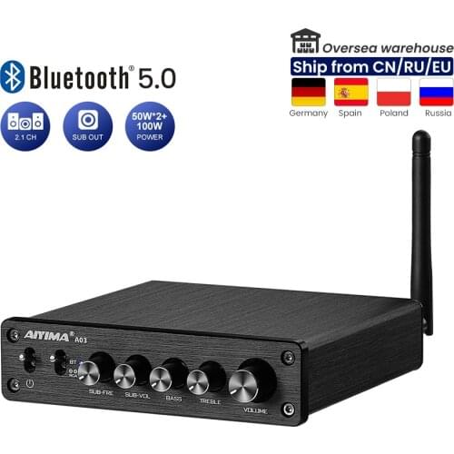AIYIMA TPA3116 5.0 Bluetooth 2.1 Channel Power Amplifier HIFI Sound Amplifiers Audio Subwoofer Amp Digital 50W×2+100W