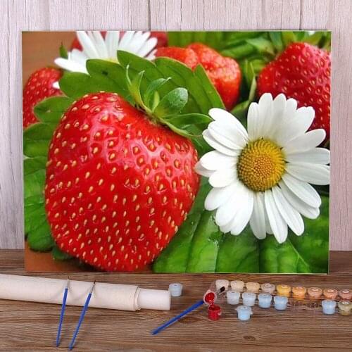 Fruit Strawberry DIY Paint By Numbers Set Acrylic Paints 40*50 Canvas Pictures Home Decoration For Handicraft