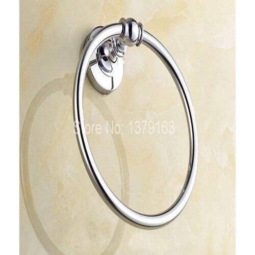 Bathroom Accessory Wall Mounted Polished Chrome Brass Round Circle Towel Ring Towel Rack Holder aba805