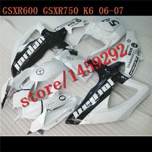 Free Custom Fairing kits for Suzuki GSXR 1000 K5 K6 GSXR1000 2005 2006 fairings 05 06 white black bodywork