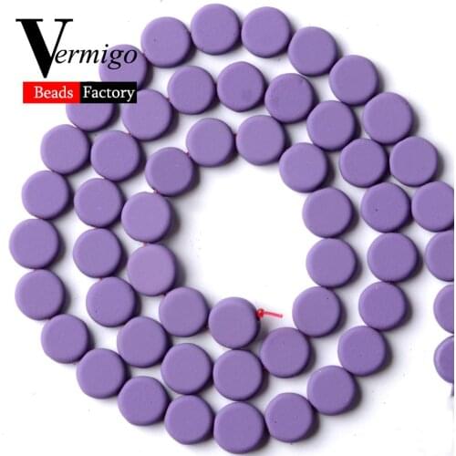 Natural Stone Round Pie Purple Nanotech Rubber Hematite Beads For Jewelry Making 8mm Spacer Beads Diy Bracelets Accessories 15"