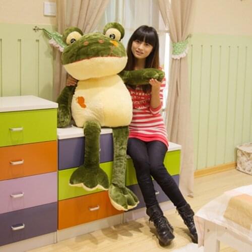 Dorimytrader Giant Soft Cartoon Frog Plush Toy Big Stuffed Animal Green Doll Pillows for Children Gift 47inch 120cm DY60188