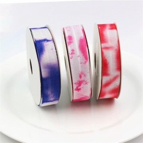 5 Yards Fold Over Elastic Gradient Stretch FOE Elastics for Hair Tie Headband 5/8" 15mm Ribbon Elastics,E-20519-1142
