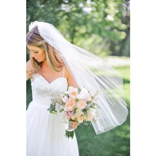 White Ivory Beautiful 2 Layer 75cm Tulle Cut Hem Wedding Bridal Veil With Comb