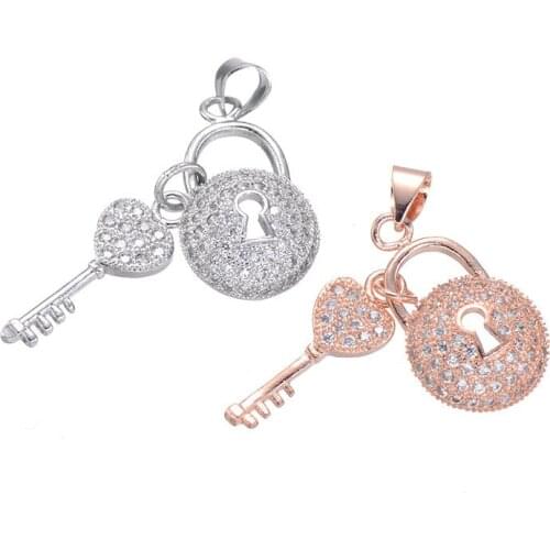 2016 Hot Sale Key Lock Love Couple Shape Cubic Zirconia CZ Micro Pave Beads