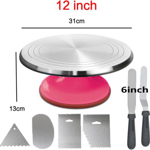 8/12-inch Baking Tools aluminum alloy flower cream cake decorating table turntable non-slip turntable cake stand set Cake Tools