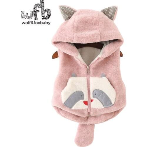 Retail 0-3 years cotton sleeveless thickening plus cashmere vest baby cartoon coat autumn fall winter
