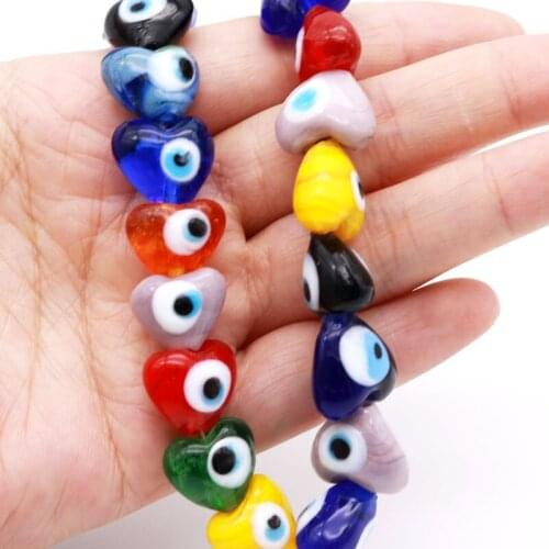 Colorful Heart Shape Jewelry Bead 14x14mm 23pcs/lot Beautiful Lampwork Bead for DIY Handmade Necklace Bracelet Pendant Material