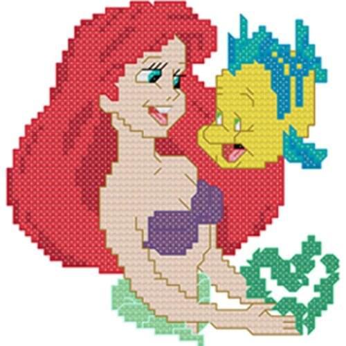 MINI lovely Cross Stitch Kit / Precision printing stitch / purple flowers Cross Stitch-Mermaid- A1068