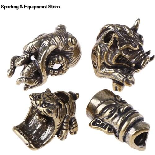 Multicolor Titanium Retro Brass Knife Beads Lanyard Pendants Paracord Rope Cord Spartan EDC Beads Pendants Tools