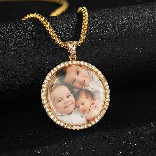 Retro Fashion Personalized DIY Custom Necklace Pendant Baby Child Family Member Souvenir Photo Gift