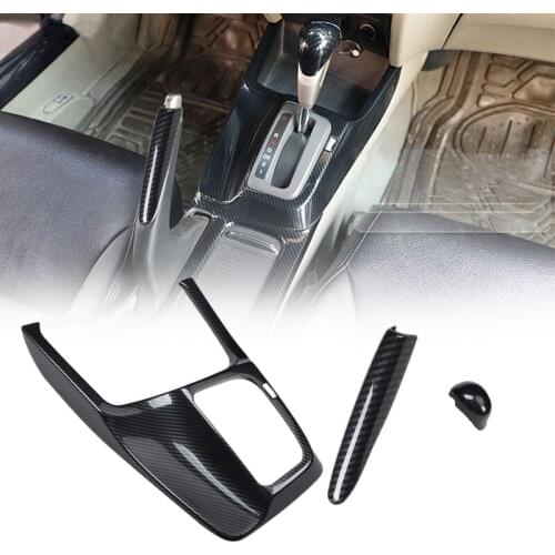3Pcs/Set Carbon Fiber Style Car Manual Gear Shift Frame Cover Trim Fit For Honda Civic 2012 2013 2014 2015 Left Hand Drive Only