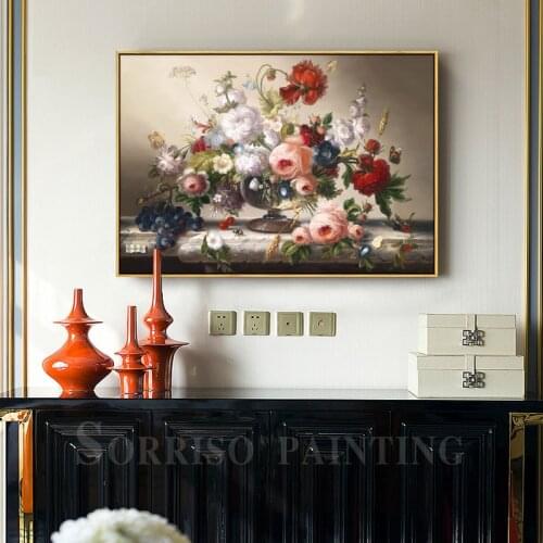 Europe Classical Retro Flowers Wall Art Canvas Oil Painting For Living Room Posters Prints Hallway Pictures Home Dining Decor