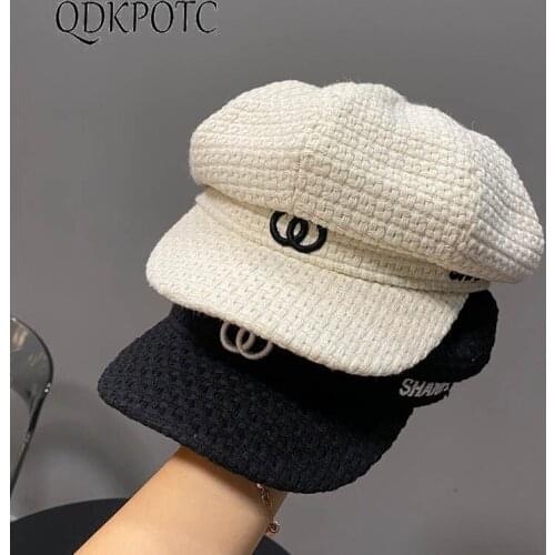 2021 New Spring Autumn Hat Women Cotton Newsboy Caps Fashion Casual Japan South Korea Retro Black White Color Berets QDKPOTC