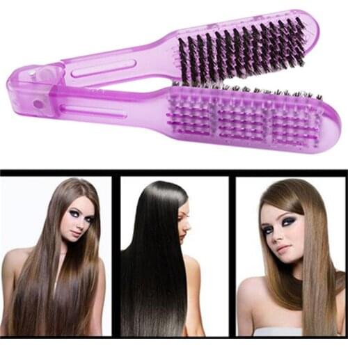 Hairdressing Hair Comb Nylon Hair Straightening Double Brushes V Shape Comb Clamp Not Hurt Styling Tools DIY Home