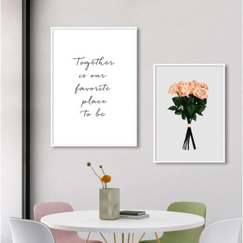 Nordic Style Posters And Prints Flower Rose Letter Canvas Painting Posters Modern Wall Pictures Kids Decoration In Room Girls