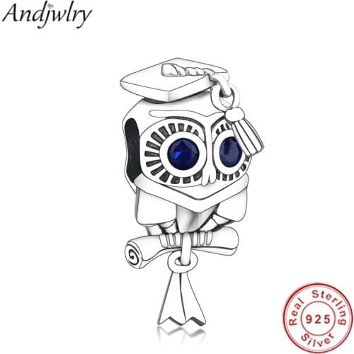Fit Original Charms Bracelet 925 Sterling Silver Pendant Wise Owl Graduation Charm Beads DIY Jewelry Women Berloque