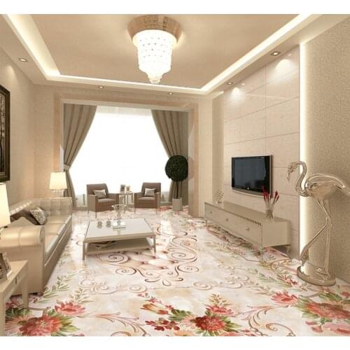 Floor Sticker Decor Self-adhesive Mural Wallpaper European stone pattern parquet floor pattern