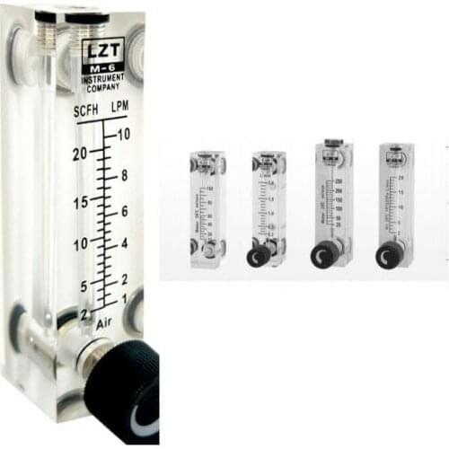 PMMA Gas Flowmeter Air Flow Meter 1/4" BSP Female Square Panel Type Rotameter LZT-6T 5-50 6-60 10-100 3-15 3-30 5-25 0.1-0.8LPM