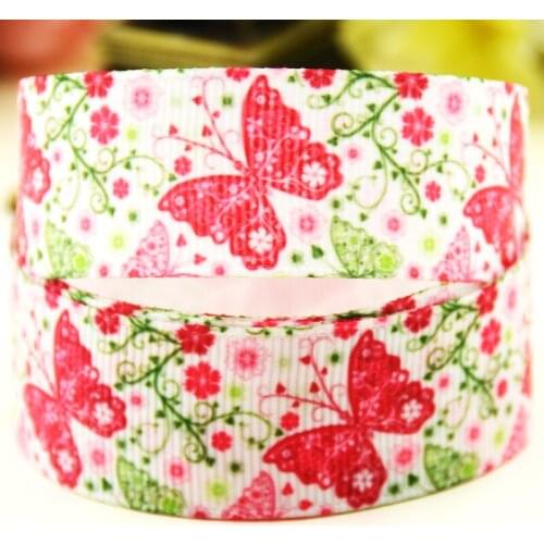 22mm 25mm 38mm 75mm butterfly cartoon printed Grosgrain Ribbon party decoration 10 Yards X-04462