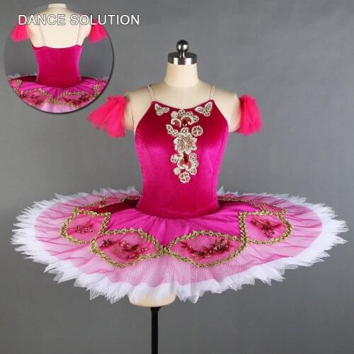 Pink professional ballet pancake tutu pointed ruffle edges ballet costume Sugar Plum Fairy pleated tutu competition dress BLL130
