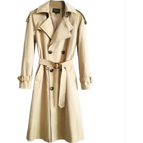 Over the knee long trench coats mens windbreaker 2021 spring autumn new handsome British chameleon clothes long sleeves khaki