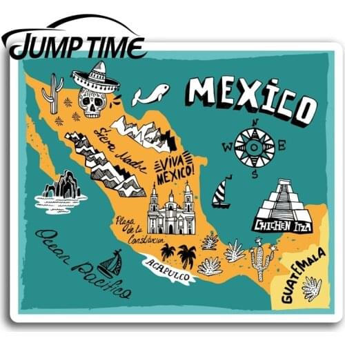 Jump Time for Mexico Mexican Map Fun Vinyl Stickers Sticker Laptop Luggage Bumper Decals Waterproof Car Accessories