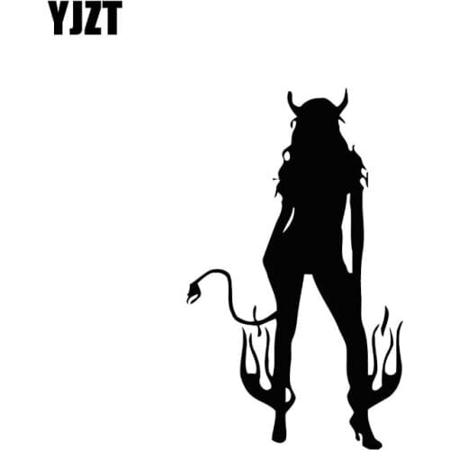 YJZT 7.4*12.4CM Evil Demon Walk On Fire Excellent Quality Vinyl Decal Black/Silver Car Sticker Popular Fashion Style C20-0819